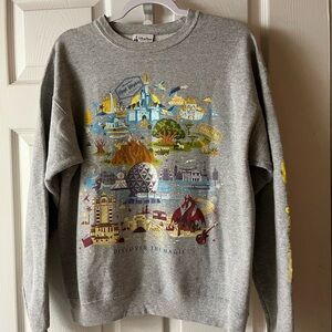 Disney Magic Kingdom Parks Vintage Gray Sweatshirt